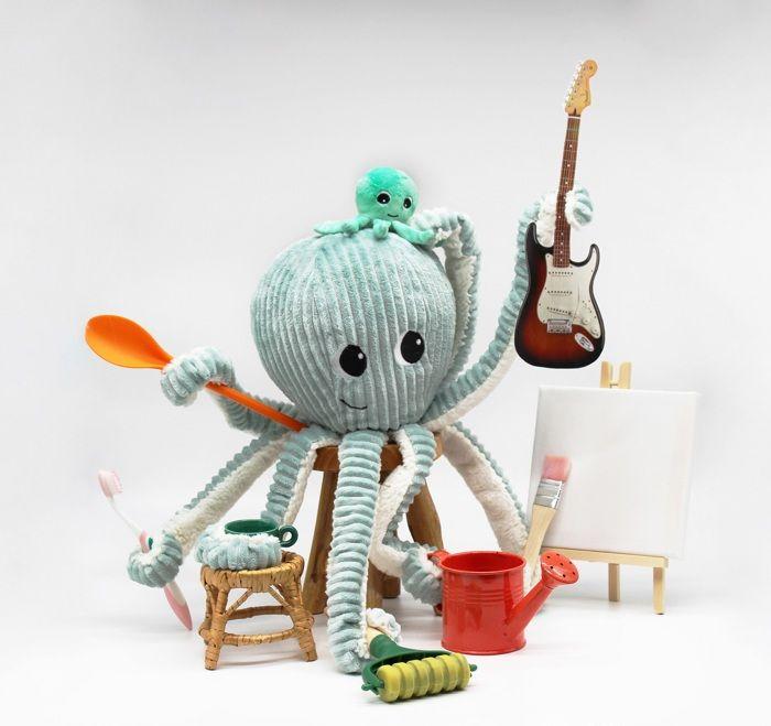Les Déglingos - Peluche Ptipotos Pieuvre Mint Filou - GLOBE TROTOYS