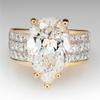 Gorgeous Crystal Pear Cubic Zirconia Women Rings Noble Wedding Engagement Party Bridal Ring Gold Color Fashion Jewelry