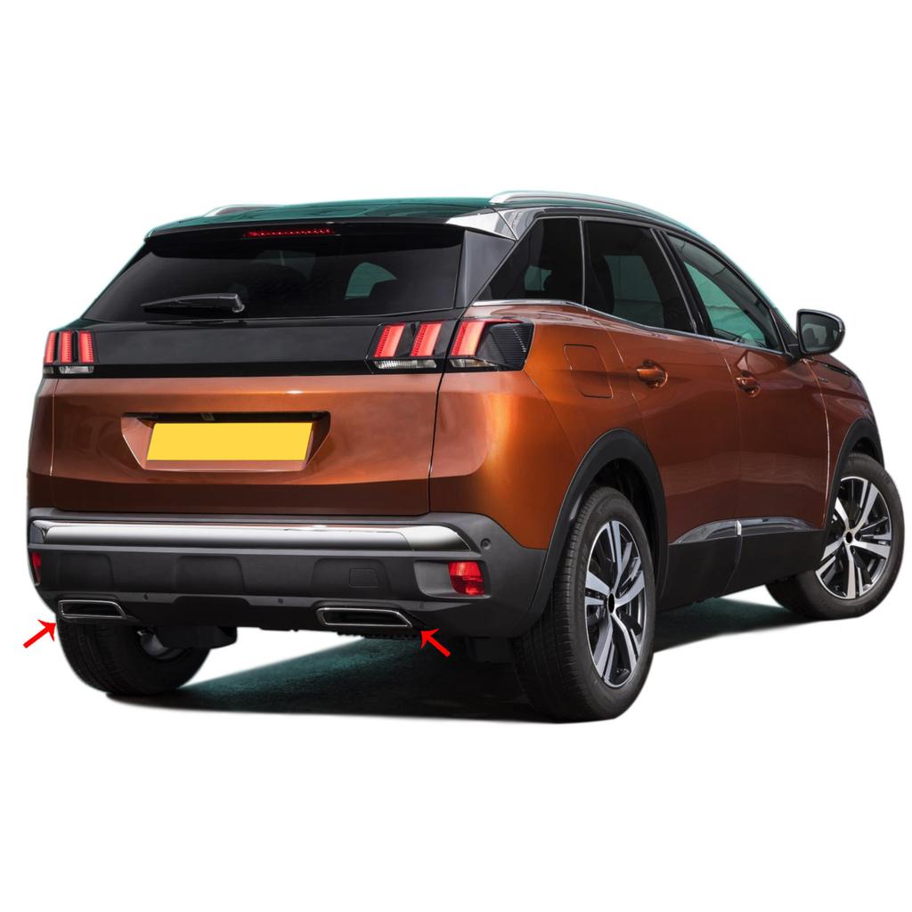 Verchromte Dummy-Auspuffblenden für Peugeot 3008 SUV von 2016 bis 2023