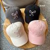 1pc Adjustable Cute Bow Baseball Cap - Sweet And Romantic Pink Design, Made of Lightweight Polyester, Couple'S Hat with a Soft Top