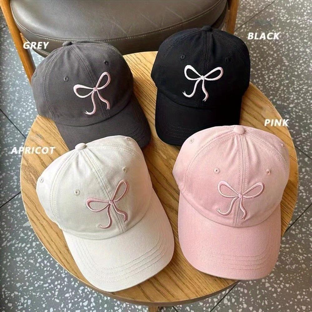 1pc Adjustable Cute Bow Baseball Cap - Sweet And Romantic Pink Design, Made of Lightweight Polyester, Couple'S Hat with a Soft Top