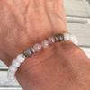 1Pc Rose Quartz Stone Beaded Bracelet for Women Elegant Round Moonstone Labradorite Bead Stretch Bracelet Jewelry Gift