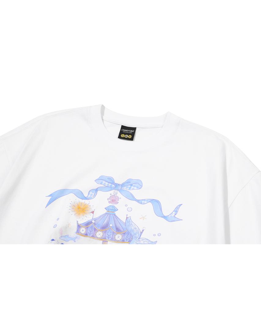 CPGN STUDIO Dtp Ribbon Whale Short Sleeve Tee White