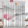 2Pc Home Decoration Curtains, Sunset Flowers With Pole Bag Curtains, Kitchen, Coffee Shop, Living Room, Balcony, Garden
