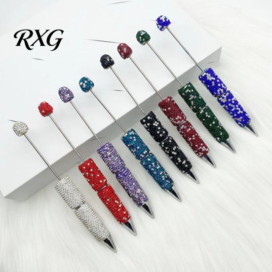 DIY Beadable Pen Set Diamond Pens, Bling Rhinestone Beaded Bead Pen, Crystal Shaft Ballpoint Black Ink Pens for Decorations Office School Supplies
