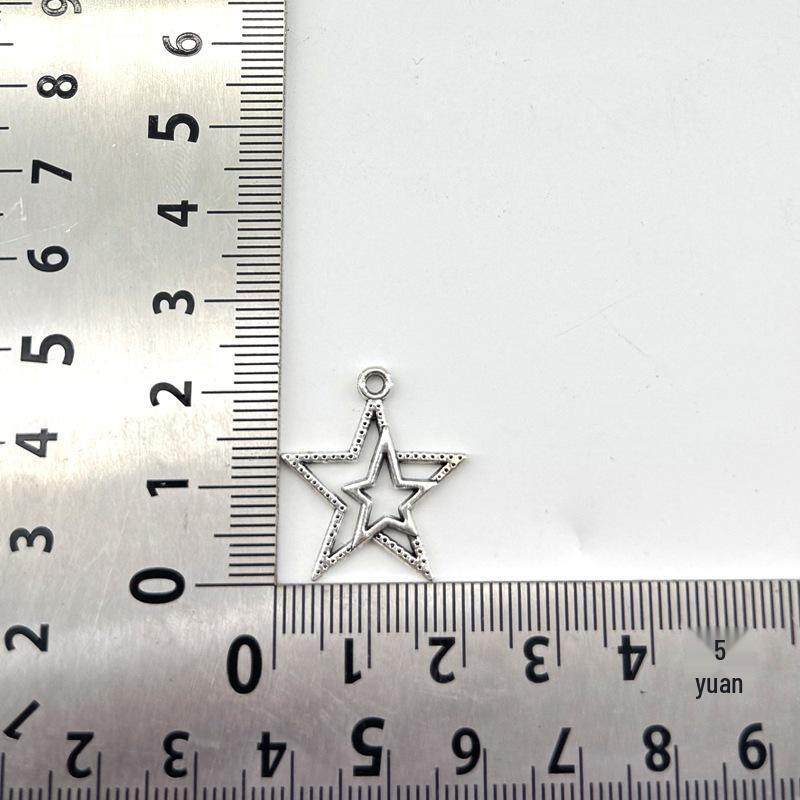 DIY Handmade Double Five-Pointed Star Pendant 23*21MM - Retro Hollow Alloy Accessory