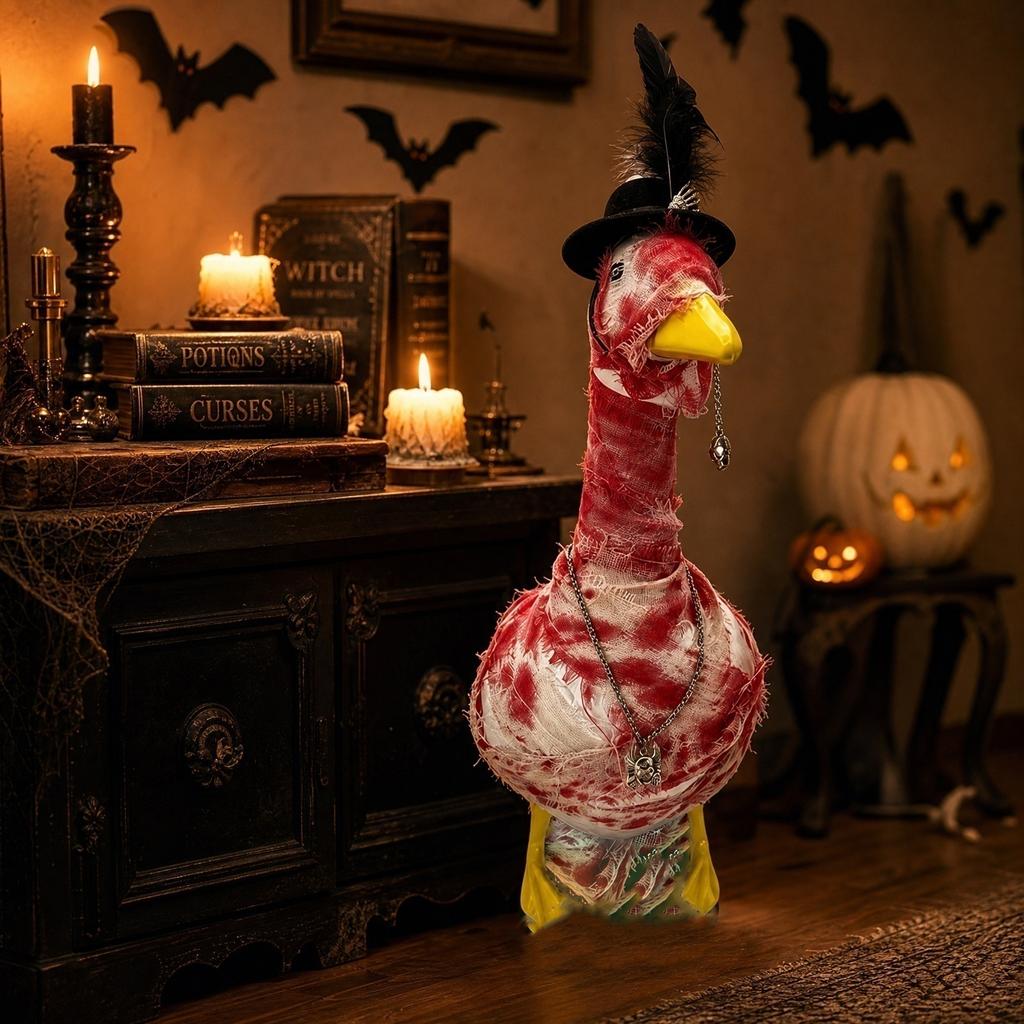 Porch Goose Costume Set with Hat Necklace Feather Accessories and Decorative Wrap for Holiday Seasonal Display