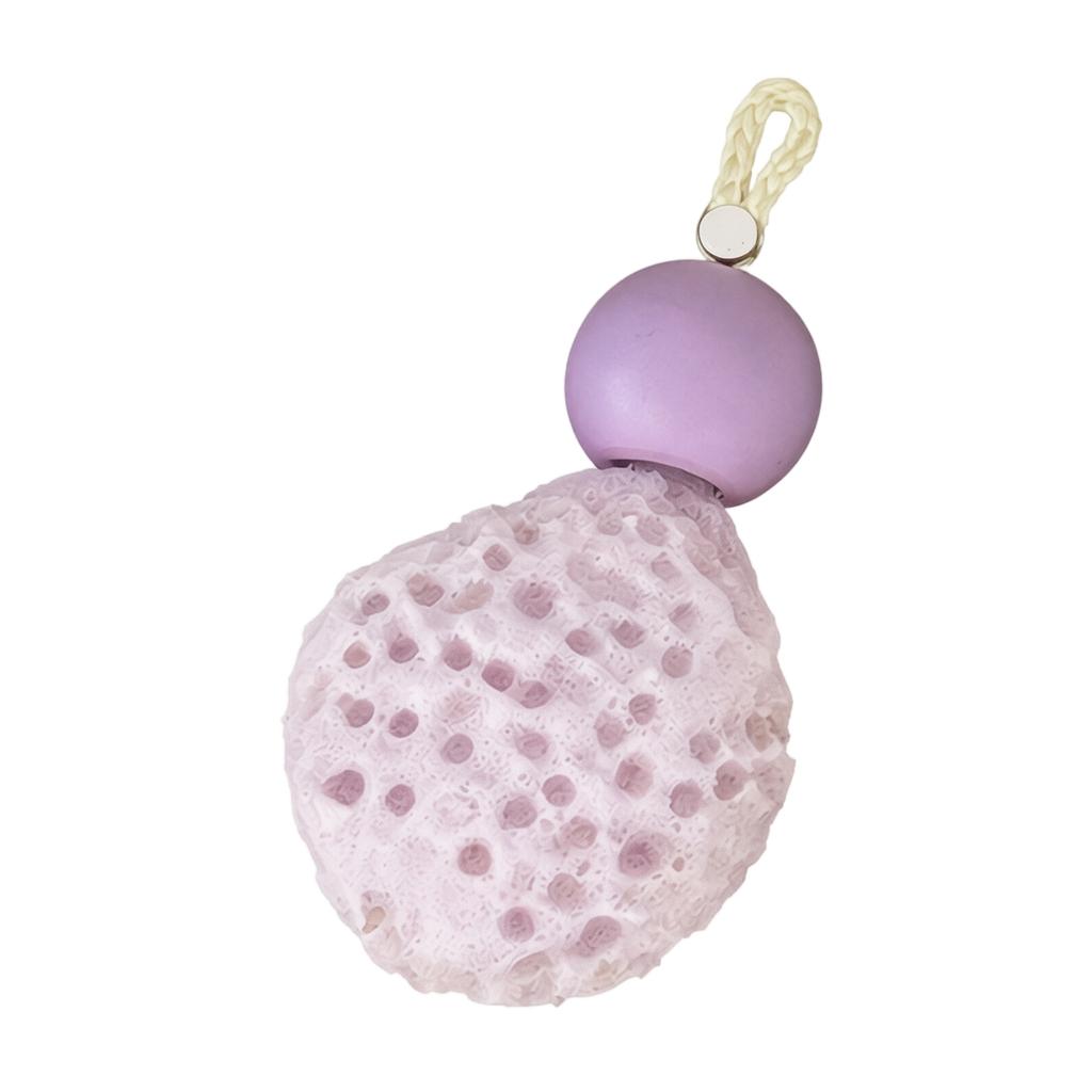 Creative Bath Sponge Shower Pouf with Hanging Rope Soft Textured Exfoliating Mesh Body Scrubber for Home Bathing and Personal Care
