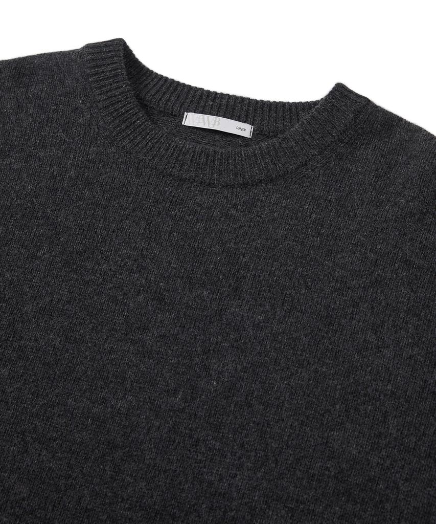 WEST GRAND BOULEVARD Semi-Over Wool Blended Knit Charcoal