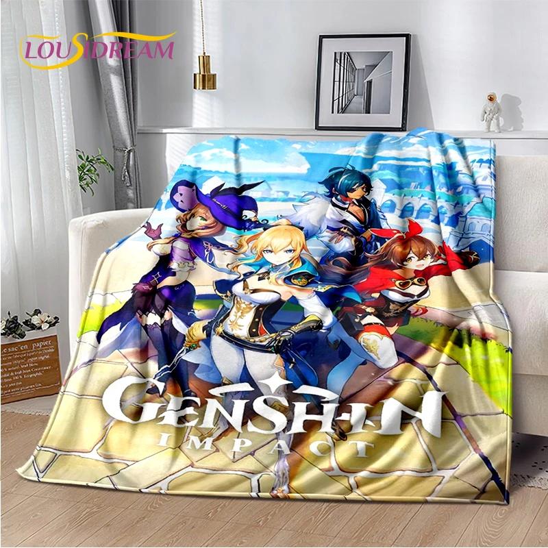 New Genshin Impact Character Solo Cartoon Game Soft Blanket,Soft Throw Blanket for Home Bedroom Bed Sofa Picnic Child Gift