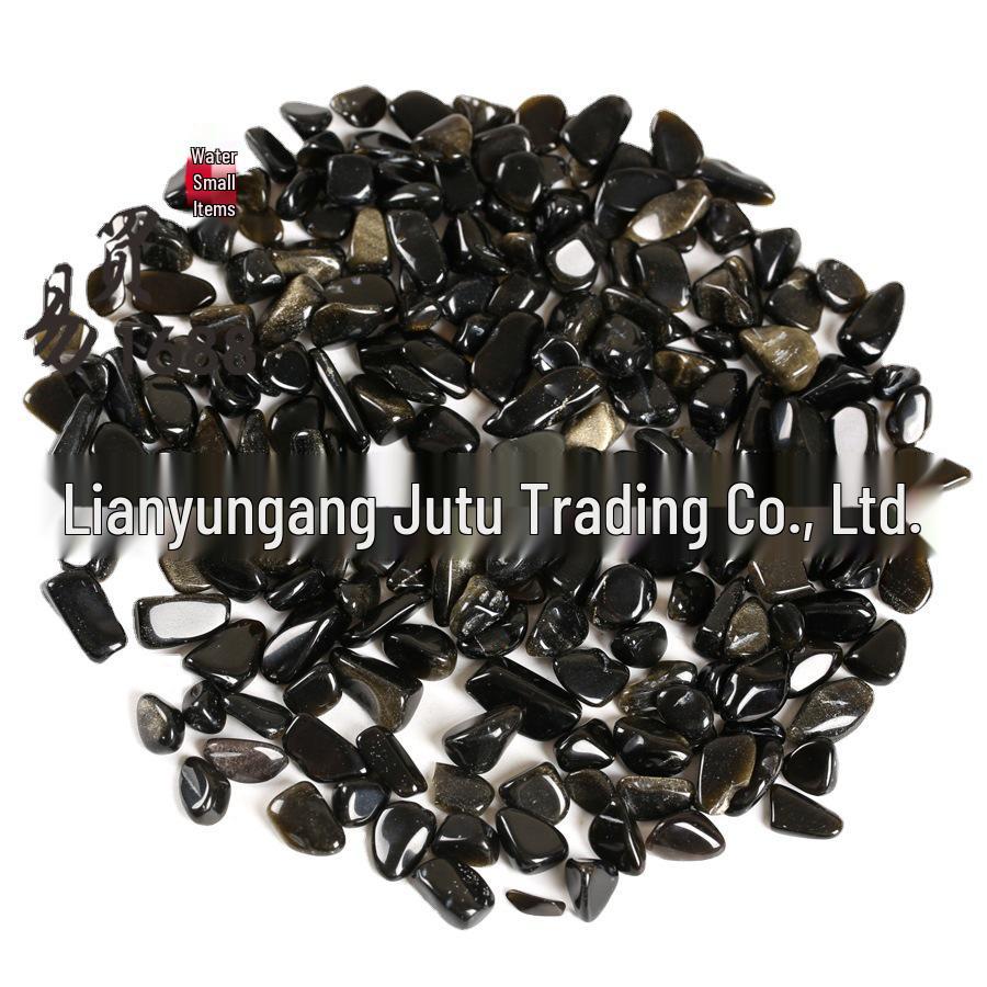Natural Gold Eye Black Obsidian Gravel for Decoration - Ideal for Bonsai, Potting, Fish Tanks, and Crafting.