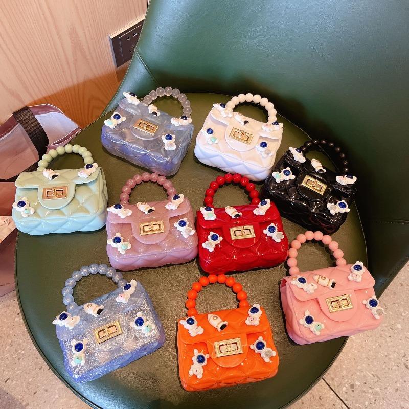 Children's cute cartoon jelly bag girls silicone change bag messenger bag little girl mini pearl handbag