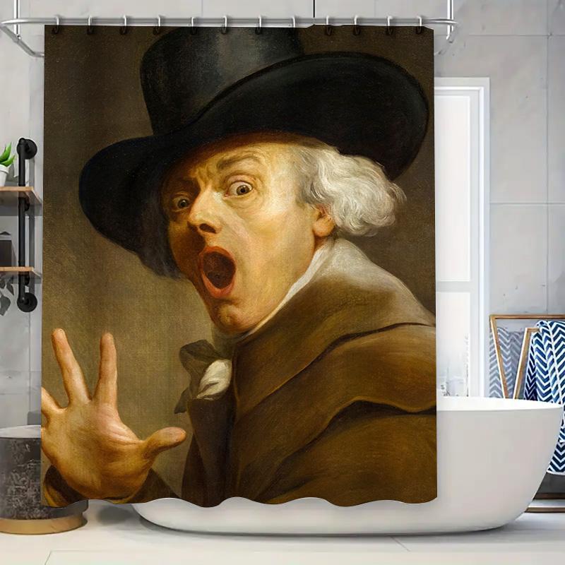 

Vintage Bathroom Shower Curtain Baroque Style Painting Wall Art Decor Watercolor Print Home Decoration W60H190(CM)-1 Pcs