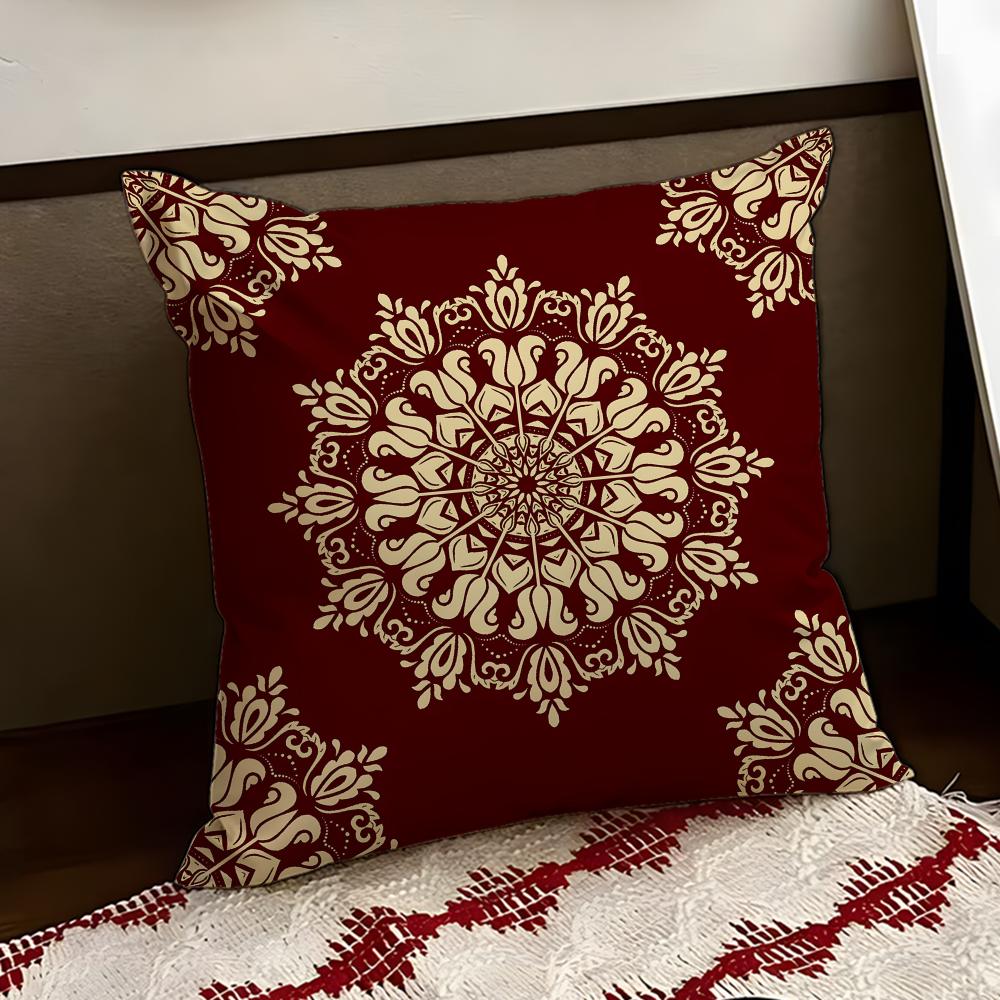 Quaint European Retro Motif Cushion Cover Reversible Soft Durable Pillow Cover Home  Car MultiScene Use for Daily Comfort
