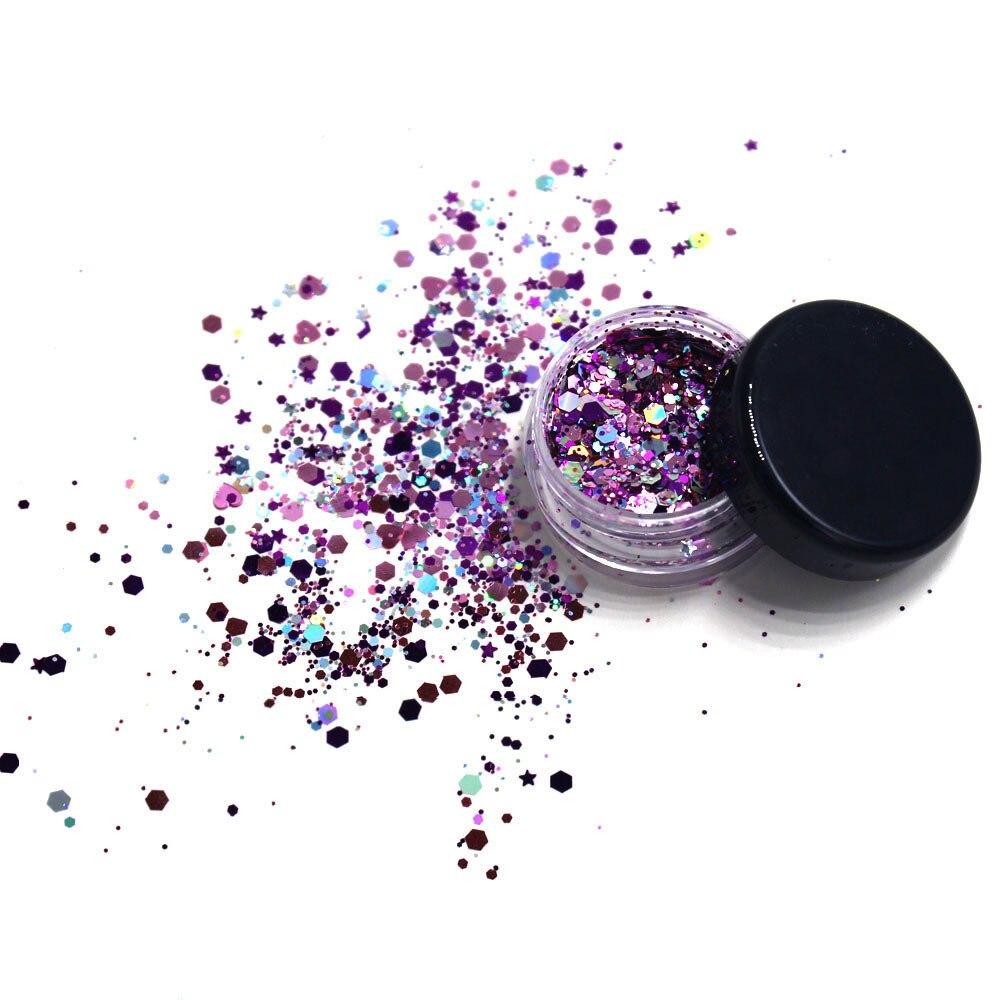 

1 коробка Блискуче обличчя Ювелірні вироби Лазерні блискітки Прикраси Тіні для повік Нейл-арт Блискуча пудра Боді-арт Наклейки Макіяж Фестивальна вечірка 2g