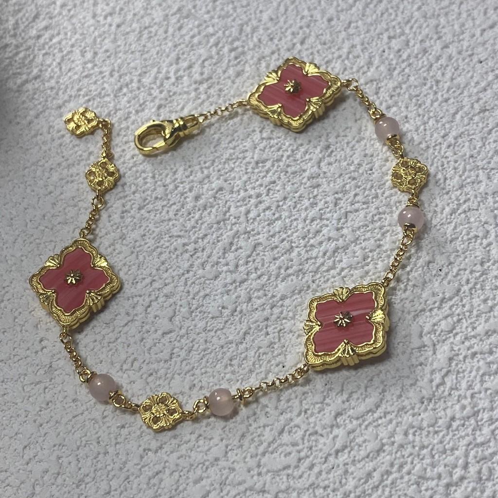 

Кавуновий візерунок Браслет з трьома квітами справжні деталі браслет з кількома квітами справжні деталі браслет з конюшиною золотий