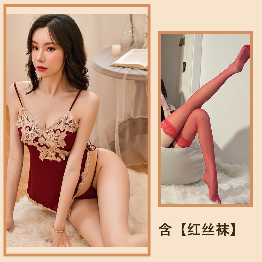 Sexy Inner Silk Pajamas Summer Suspender Pajamas V-neck Sexy Short Skirts Thin Loungewear Temptation Suit