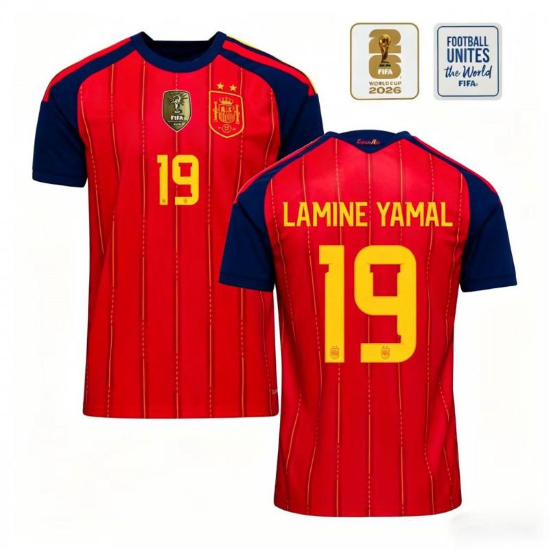 Spain 19 Football Jersey Short Sleeve Men Women Sports Training Running