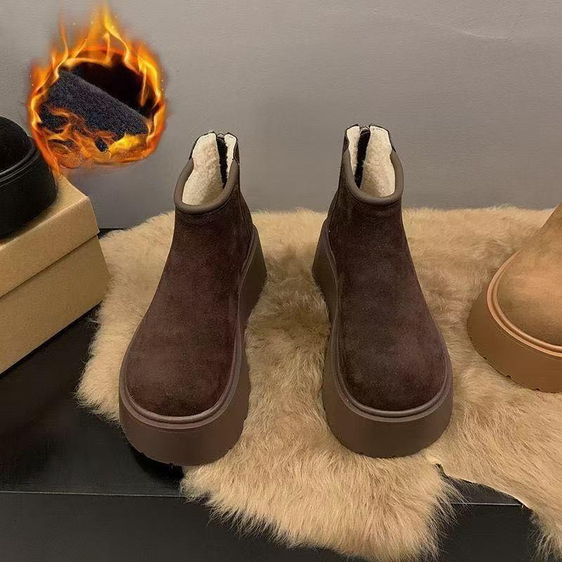 Retro Platform Shoes, Snow Boots, Women's New Style, Padded Short Boots, Thick Cotton Shoes