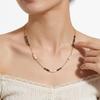 Cross Exclusive Natural Freshwater Pearl and Colored Stone Clavicle Necklace, 18K Titanium Steel, Women's Waterproof Ins Style Niche.