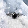 Exquisite Inlaid with Black Stone copper Color Waterdrop Rings Set Fashion Party Rings for Women Jewelry