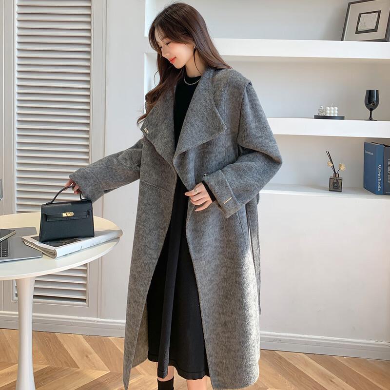 

Mokana Women s Elegant Long-Sleeve Wool Blend Coat S