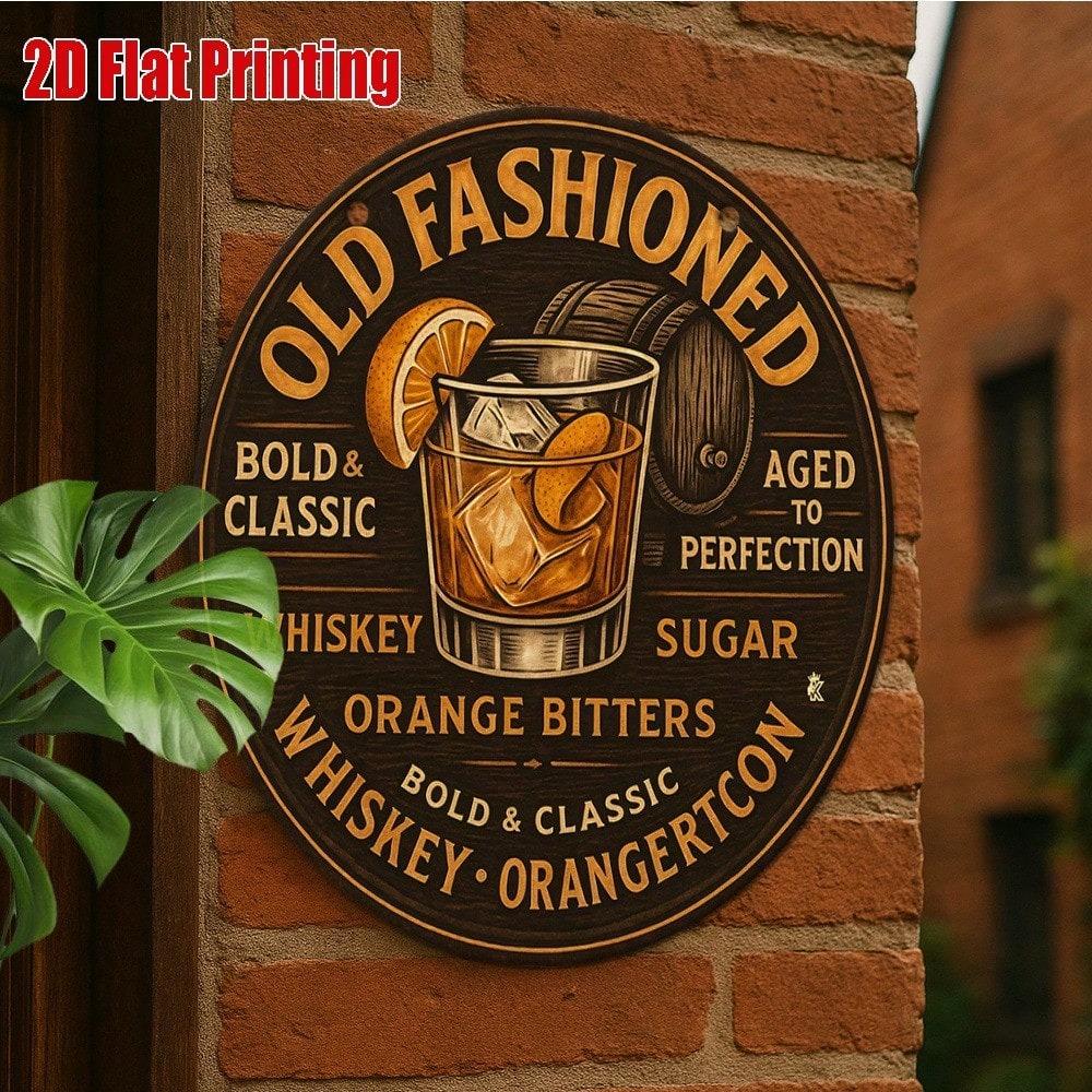 Vintage Whiskey Bar Tin Sign 8x8 Inch Retro Bourbon Cocktail Metal Poster