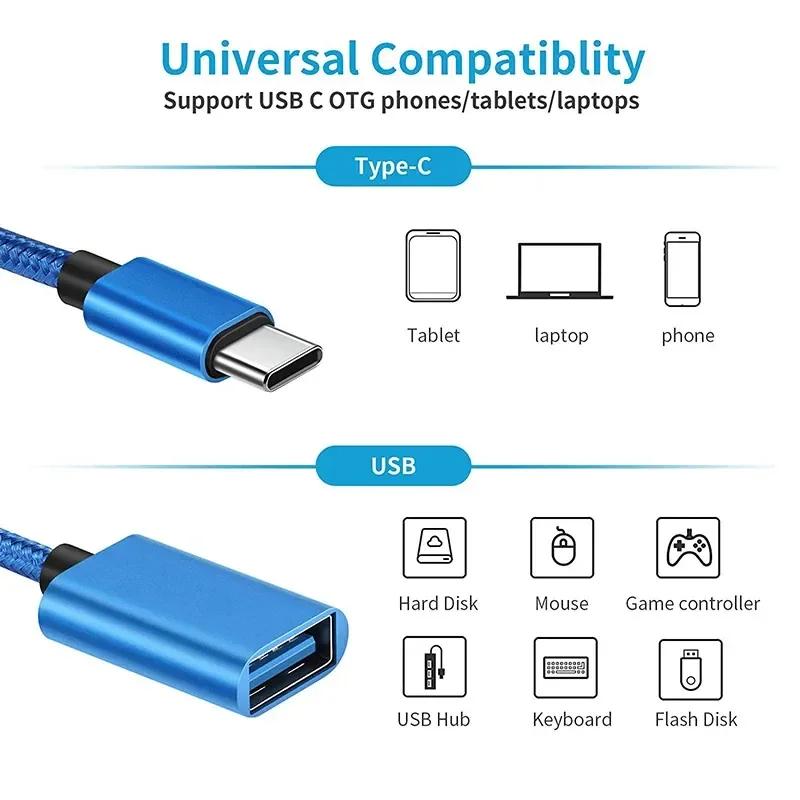 Type-C OTG Cable Adapter USB To Type C Adapter Connector for Xiaomi Samsung S20 Huawei OTG Data Cable Converter for MacBook Pro