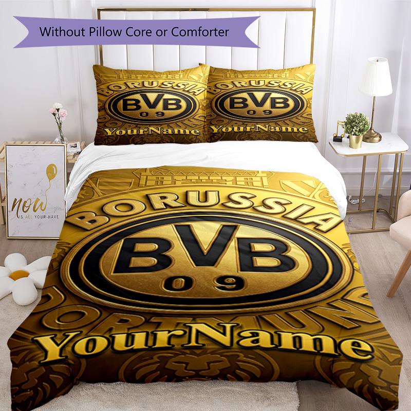 Borussia Dortmund Customize Your Name Bedding Set Breathable Duvet Cover with Pillowcases Home Decoration Birthday Gift