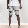 Pantaloncini Jeans Estivi da Uomo Distressed con Bottoni e Cerniera, Multitasche, Jeans Corti a Gamba Dritta con Strappi al Ginocchio