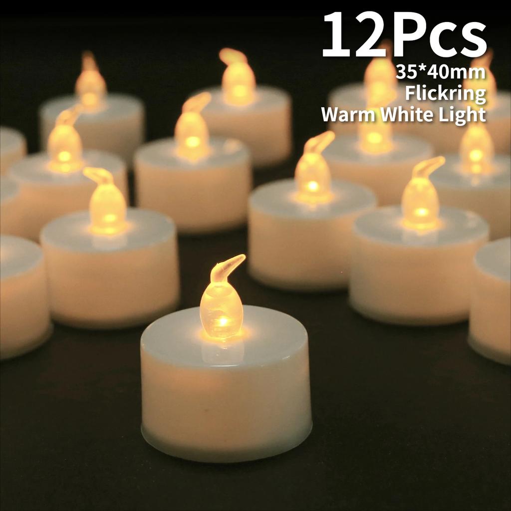 Battery Operated Flameless Tea Lights Led Flickering Electric Votive Candle  Realistic Bright for Seasonal Festive Celebrations