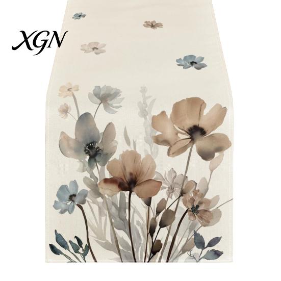 Floral Table Runner for Dining Room Runner, Spring Summer Flower Prints, 72 Inch Botanical Garden Print Farmhouse Cover Home Decor Soft