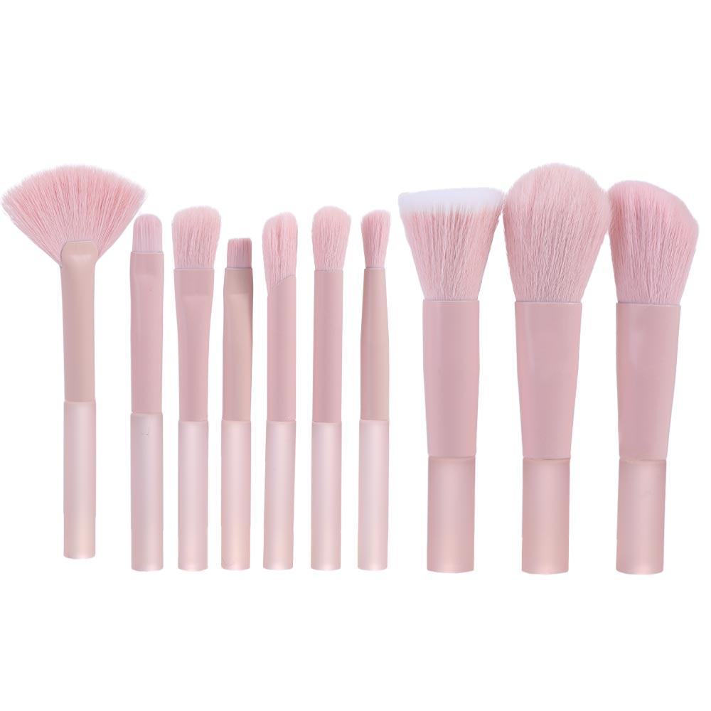 10Pcs/Set Candy Color Mini Size Makeup Brush Set Translucent Jelly Pink Cosmetic Brush  Make Up Tool