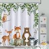 Forest Animal Shower Curtain 180 x 180cm Child Deer Fox Waterproof Polyester Bathroom Decorative Shower Curtain with 12 Hooks