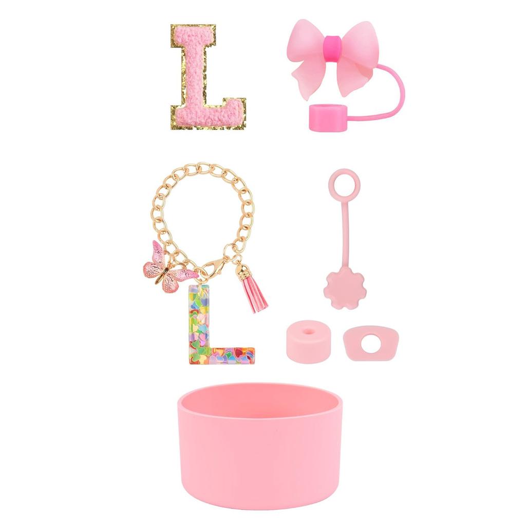 7pcs Cup Accessories Set for Stanley 30oz 40oz Tumbler Straw Cover Cap Boot Spill Proof Stopper Letter Keychain Charm Sticker
