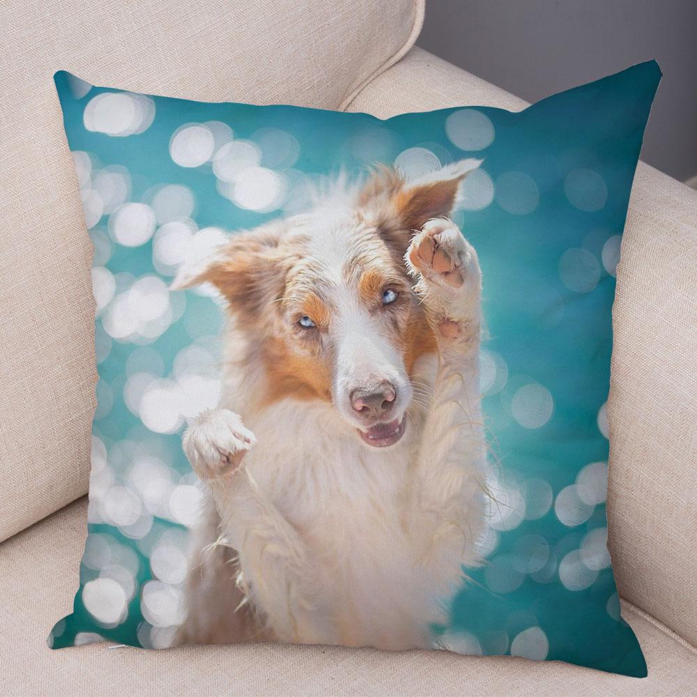 Cute Pet Animal Dog Print Pillowcase Scottish Border Collie Cushion Cover  Sofa Car Decoration