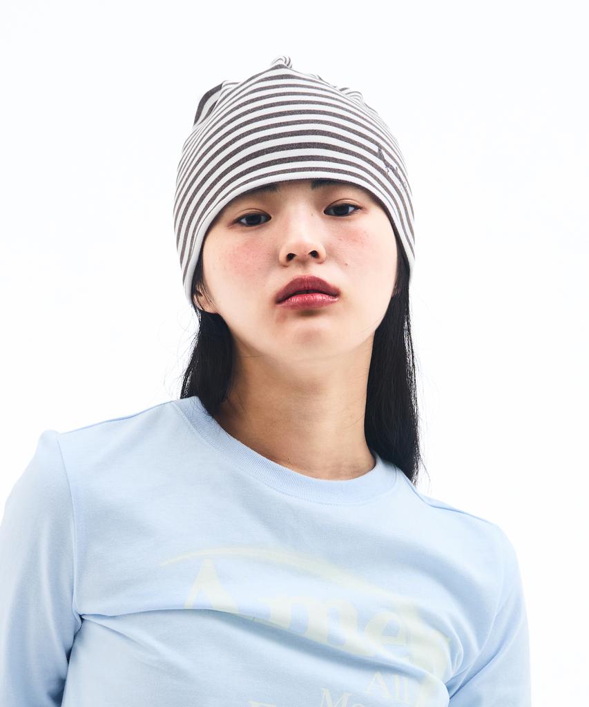 AMES-WORLDWIDE Jersey Stripe Beanie Gray