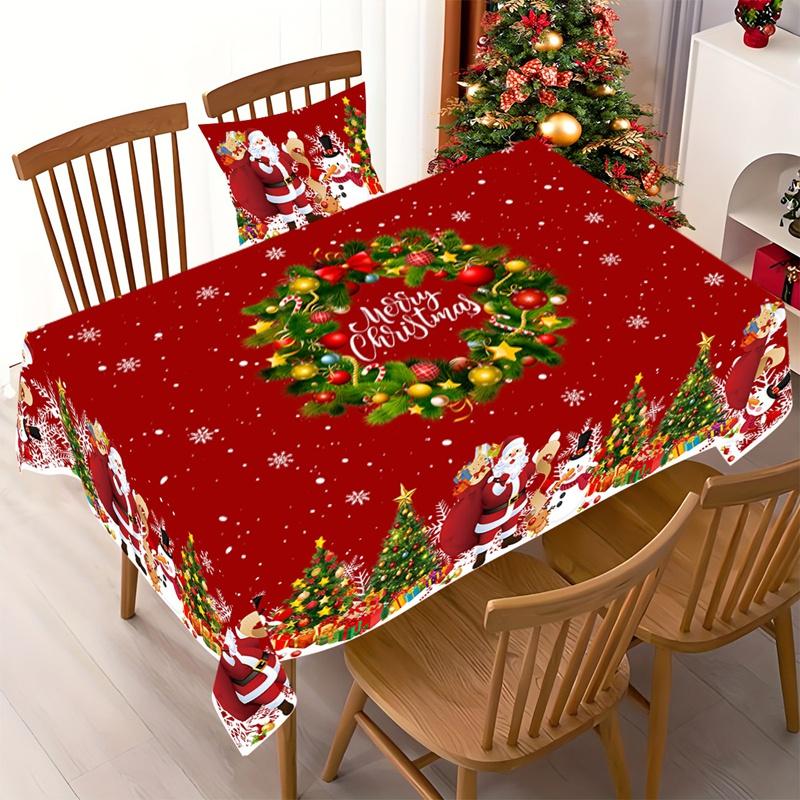 Christmas Tablecloth Santa Snowman Table Cover Christmas Party Table Decorations for Home 2026 Navidad Notal Noel Xmas Ornaments