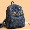 Super Coole Nieten Denim Stoff Solider Reißverschluss Modischer Rucksack für Damen 2026 Hohe Qualität Große Kapazität Designer Stil Schultasche