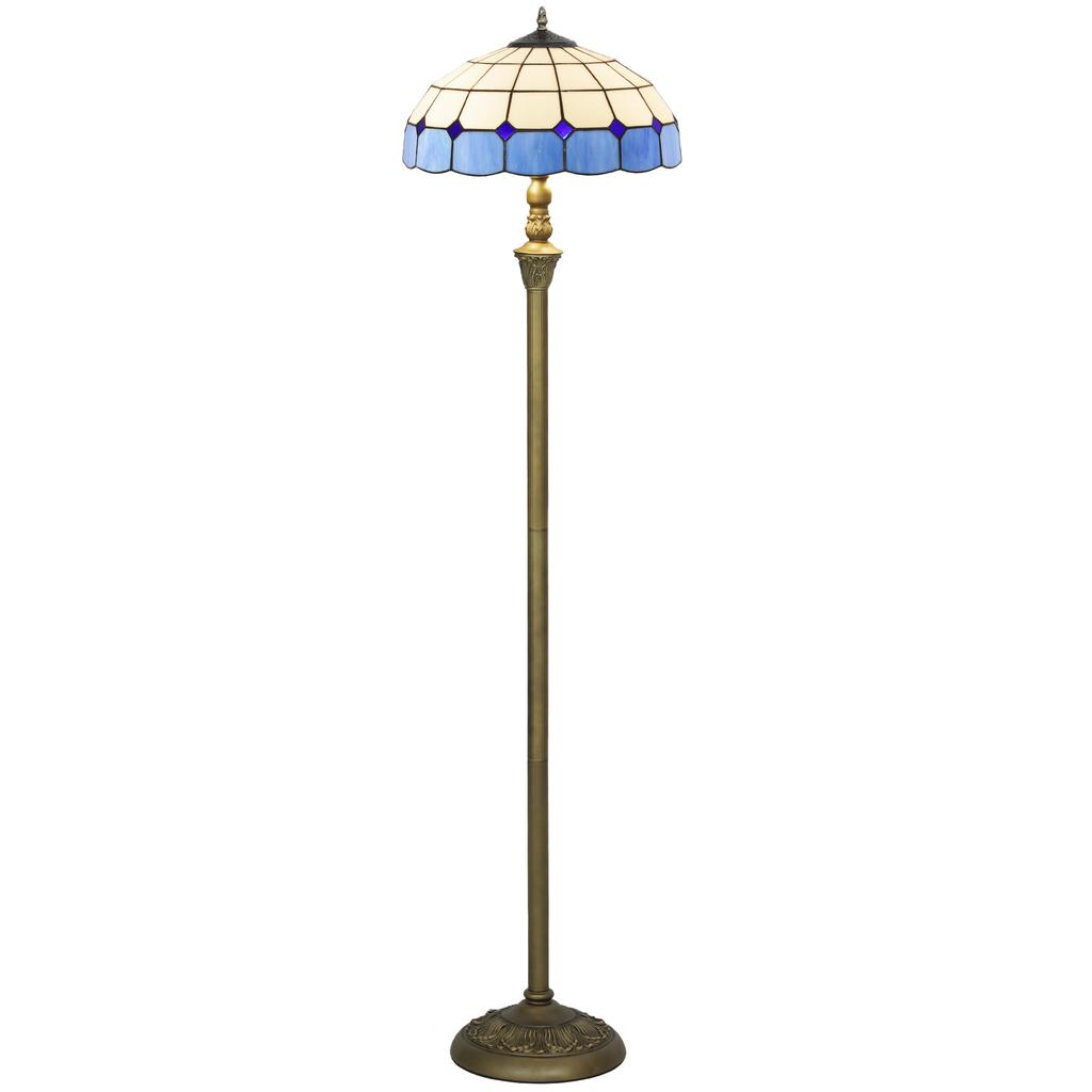 Tiffany-Style Floor Lamp with Handcrafted Stained Glass Shade