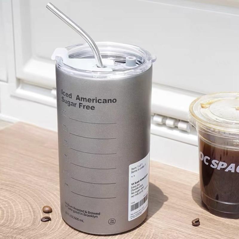 Coffee Cup Thermos Cup 600ml Vacuum Flasks Portable Stainless Steel Thermos Cup Water Bottle  Office Thermos Cup
