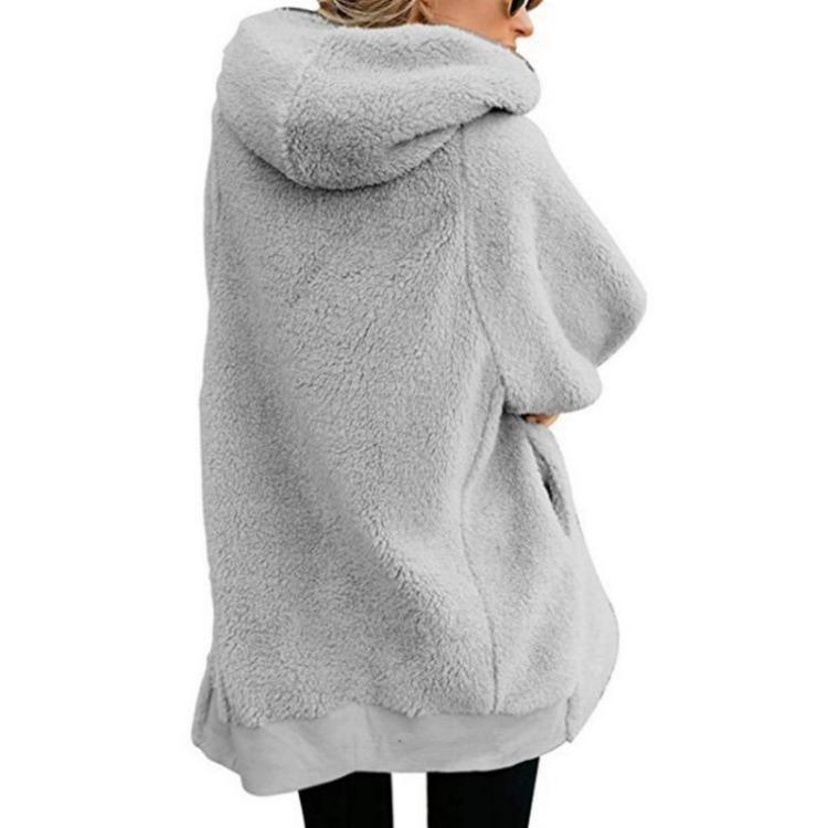 Damska Zimowa Pluszowa Kurtka z Kapturem Przytulny Jesienny Rozpinany Kardigan Bluza Nowa