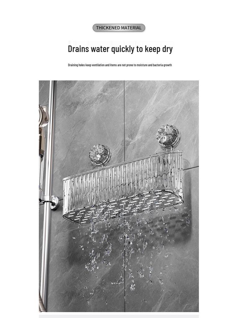 Stylish No-Drill Suction Cup Wall Storage Basket for Utensils & Toothbrushes