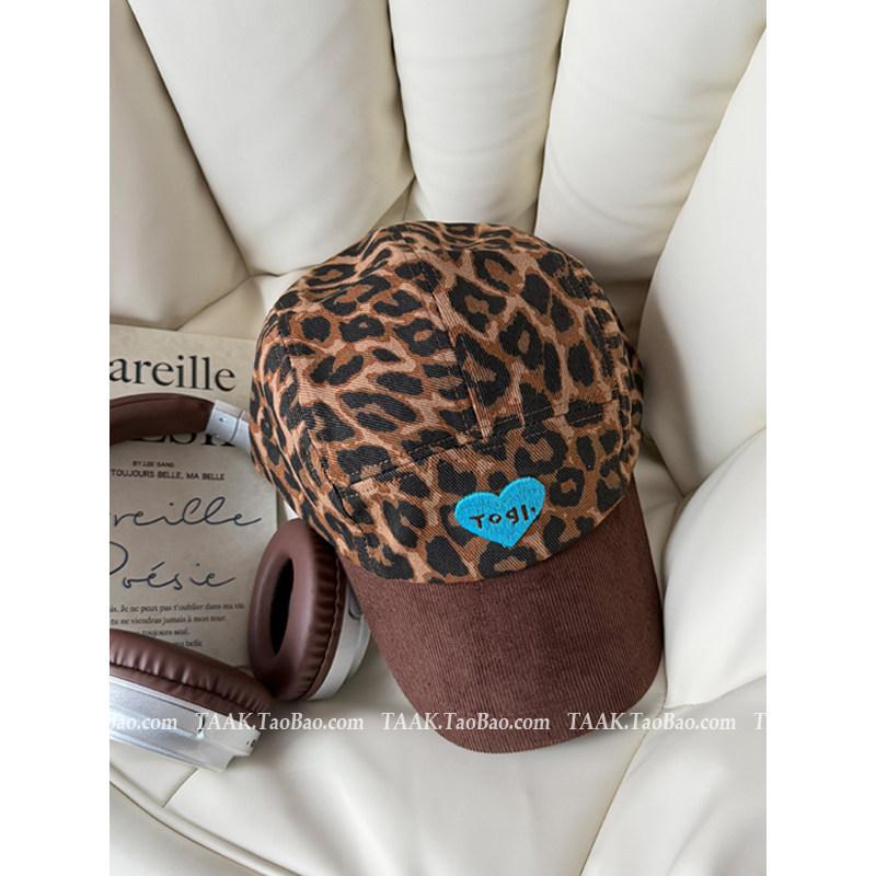 

TAAK Korean Style Corduroy Plaid Leopard Print Heart Retro Embroidered Letter Duckbill Cap Children s Face Enhancing Small Baseball Adjustable 54-59cm цветной печати леопарда