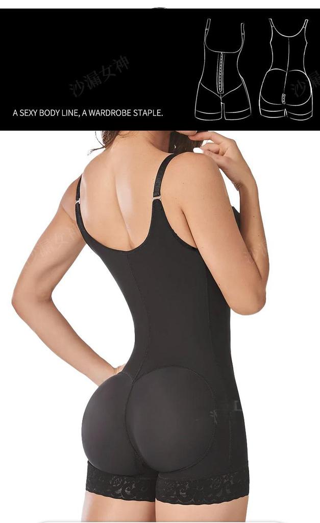 Plus Size European & American Shaping Bodysuit: Chest Support, Crotchless, Four-Row Hook, Strong Compression for Slimming