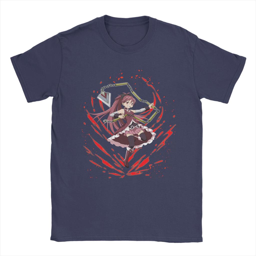 Mahou Shoujo Kyoko Sakura Unisexs T Shirts Madoka Magica Anime Tee Shirt Short Sleeve Crewneck TShirts Pure Cotton Clothing