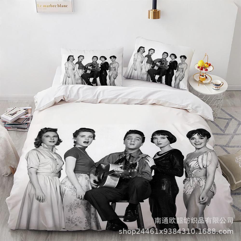Größe 3D Digitaldruck Elvis Presley Heimtextil Quilt-Set Dreiteilig