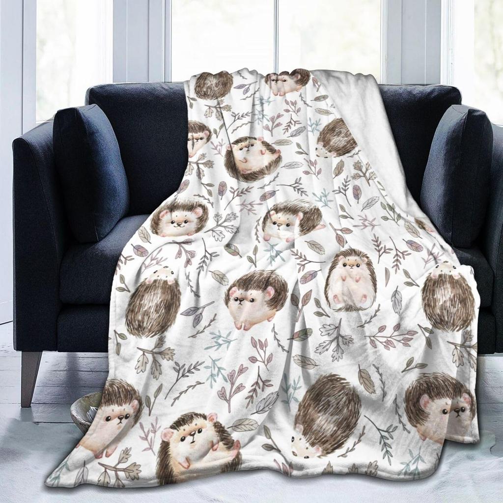 Cute Hedgehog Throw Blanket Super Soft Cozy Lightweight Fuzzy Comfy Flannel Blanket Plush for Couch, Sofa, Bed, Travel, Camping