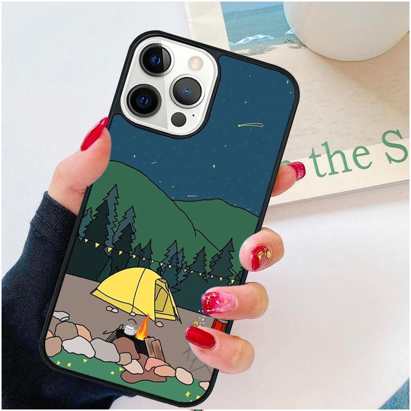 Nature Camping Art Phone Case For iPhone 17 Air 16 pro max 15 14 plus 12 13 Soft Bumper Shell Cover coque