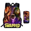 Kinder Cartoon Rucksack Federmäppchen Set Schule Leicht Wirbelsäulenfreundlich Atmungsaktiv Oxford Stoff Mit Lustigem Druckdesign